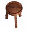 Sorrel Carved Wood Stool in Walnut