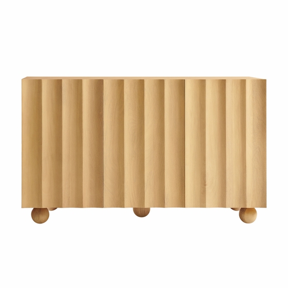Sorren 54 Inch Scalloped Wood 3-Door Sideboard