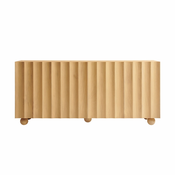 Sorren 72 Inch Scalloped Wood 4-Door Sideboard