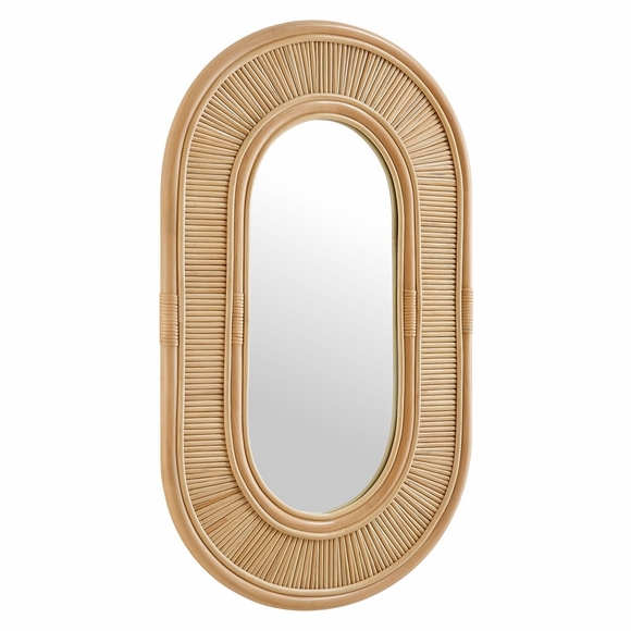 Sovana Oval Rattan Wall Mirror in Natural