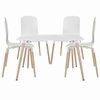 Stack Dining Chairs and Table Wood Set of 5 in White