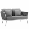 Stance 2 Piece Outdoor Patio Aluminum Sectional Sofa Set in White Gray