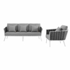 Stance 2 Piece Outdoor Patio Aluminum Sectional Sofa Set MID-3164 in White Gray