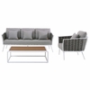 Stance 3 Piece Outdoor Patio Aluminum Sectional Sofa Set MID-3166 in White Gray