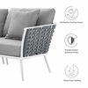 Stance 4 Piece Outdoor Patio Aluminum Outdoor Patio Aluminum Sectional Sofa Set in White Gray