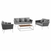 Stance 4 Piece Outdoor Patio Aluminum Sectional Sofa Set MID-3161 in White Gray