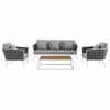 Stance 4 Piece Outdoor Patio Aluminum Sectional Sofa Set MID-3167 in White Gray