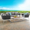 Stance 4 Piece Outdoor Patio Aluminum Sectional Sofa Set MID-3167 in White Gray