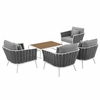 Stance 5 Piece Outdoor Patio Aluminum Sectional Sofa Set in White Gray