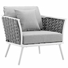 Stance 5 Piece Outdoor Patio Aluminum Sectional Sofa Set in White Gray