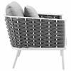 Stance 5 Piece Outdoor Patio Aluminum Sectional Sofa Set in White Gray