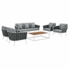 Stance 6 Piece Outdoor Patio Aluminum Sectional Sofa Set MID-3168 in White Gray