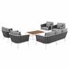 Stance 6 Piece Outdoor Patio Aluminum Sectional Sofa Set MID-3168 in White Gray