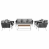 Stance 6 Piece Outdoor Patio Aluminum Sectional Sofa Set MID-3168 in White Gray