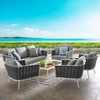 Stance 6 Piece Outdoor Patio Aluminum Sectional Sofa Set MID-3168 in White Gray