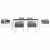 Stance 7 Piece Outdoor Patio Aluminum Dining Set in White Gray in White Gray