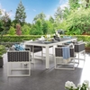 Stance 7 Piece Outdoor Patio Aluminum Dining Set in White Gray in White Gray