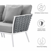Stance 8 Piece Outdoor Patio Aluminum Sectional Sofa Set in White Gray
