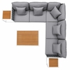 Stance 8 Piece Outdoor Patio Aluminum Sectional Sofa Set in White Gray