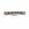 Stance 9 Piece Aluminum Outdoor Patio Aluminum Sectional Sofa Set in White Gray