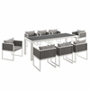 Stance 9 Piece Outdoor Patio Aluminum Dining Set in White Gray