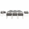 Stance 9 Piece Outdoor Patio Aluminum Dining Set in White Gray