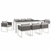 Stance 9 Piece Outdoor Patio Aluminum Dining Set in White Gray