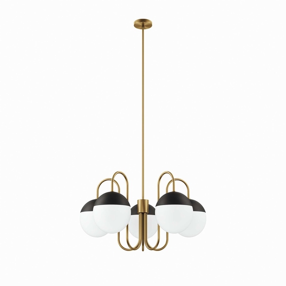 Stellar 5-Light Chandelier in Opal Satin Brass