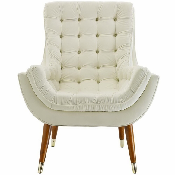 Suggest Button Tufted Upholstered Velvet Lounge Chair
