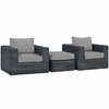 Summon 3 Piece Outdoor Patio Wicker Sectional Set