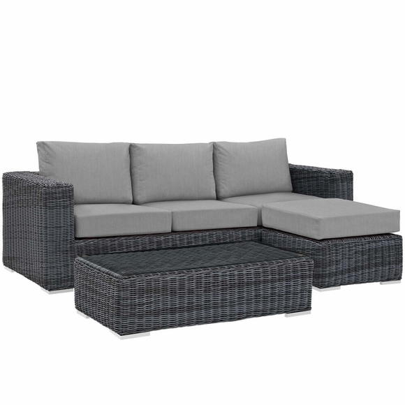 Summon 3 Piece Outdoor Patio Sunbrella&reg; Sectional Set