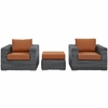Summon 3 Piece Outdoor Patio Wicker Sectional Set