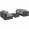Summon 5 Piece Outdoor Patio Wicker Sectional Set