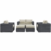 Summon 5 Piece Outdoor Patio Sunbrella&reg; Sectional Set