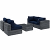 Summon 5 Piece Outdoor Patio Wicker Sectional Set