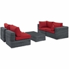 Summon 5 Piece Outdoor Patio Wicker Sectional Set