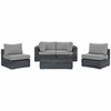 Summon 5 Piece Outdoor Patio Wicker Sectional Set