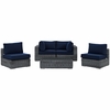 Summon 5 Piece Outdoor Patio Wicker Sectional Set