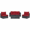 Summon 5 Piece Outdoor Patio Wicker Sectional Set