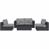 Summon 5 Piece Outdoor Patio Wicker Sectional Set