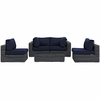 Summon 5 Piece Outdoor Patio Wicker Sectional Set