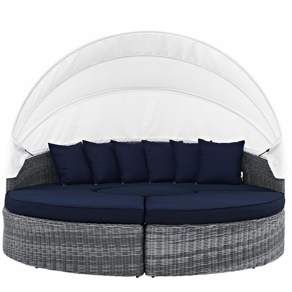 Summon Canopy Outdoor Patio Sunbrella&reg; Daybed in Canvas Navy