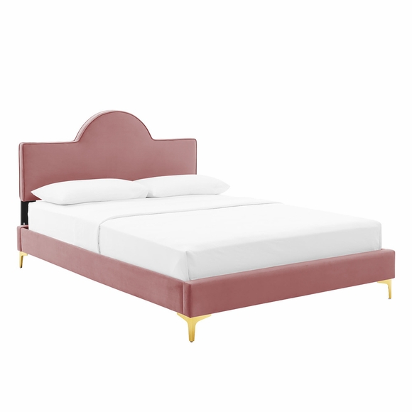 Sunny Performance Velvet King Bed in Dusty Rose