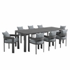 Tahoe 9-Piece Outdoor Patio Aluminum Dining Set With Extendable Table