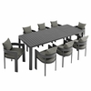 Tahoe 9-Piece Outdoor Patio Aluminum Dining Set With Extendable Table