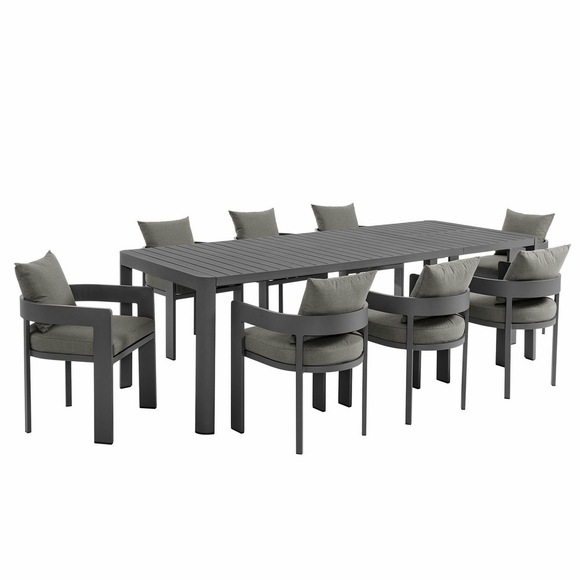 Tahoe 9-Piece Outdoor Patio Aluminum Dining Set With Extendable Table