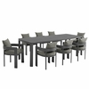 Tahoe 9-Piece Outdoor Patio Aluminum Dining Set With Extendable Table
