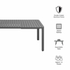 Tahoe Outdoor Patio Aluminum Extendable Dining Table in Gray