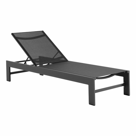 Tahoe Outdoor Patio Mesh and Aluminum Chaise Lounge in Gray