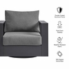 Tahoe Outdoor Patio Powder-Coated Aluminum Swivel Armchair
